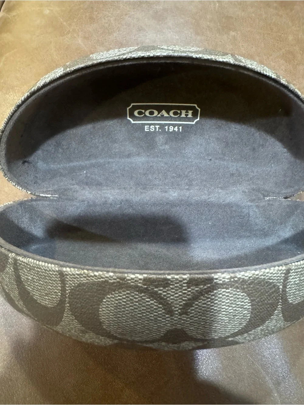 Coach Sunglasses Case in Khaki and Beige Signature Jacquard